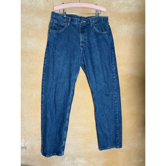 Wrangler Men's Blue Denim Jeans Size 33x32 Straight Leg Classic Fit Cotton - Picture 1 of 7